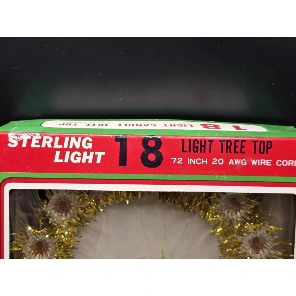 Vtg Christmas Tree Top Gold Wreath 11 Light Candle Center w/box Missing...